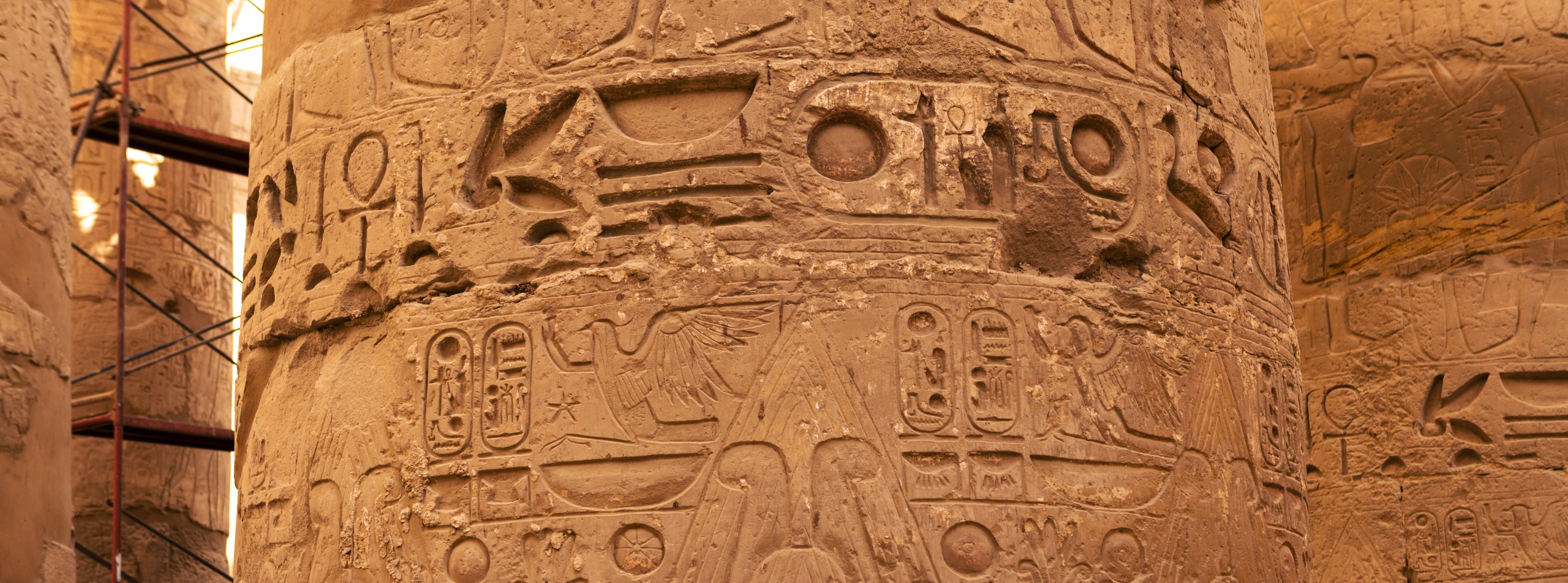 Ancient ruins of the Karnak Temple in Luxor (Thebes), Egypt. The largest temple complex of antiquity in the world. UNESCO World Heritage.
