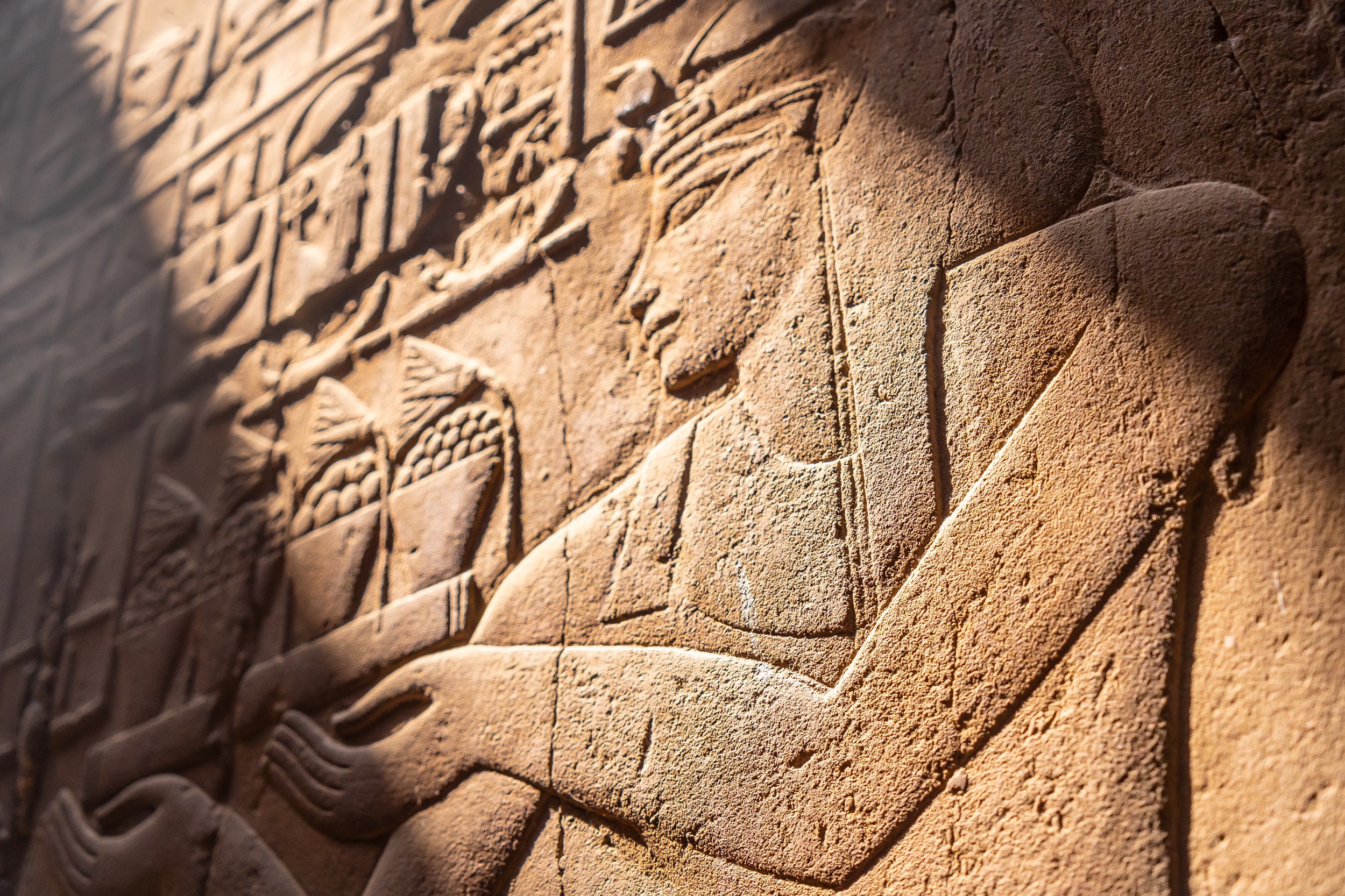Closeup of the engravings on the walls of the Luxor Temple, Egypt A closeup of the engravings on the walls of the Luxor Temple, Egypt