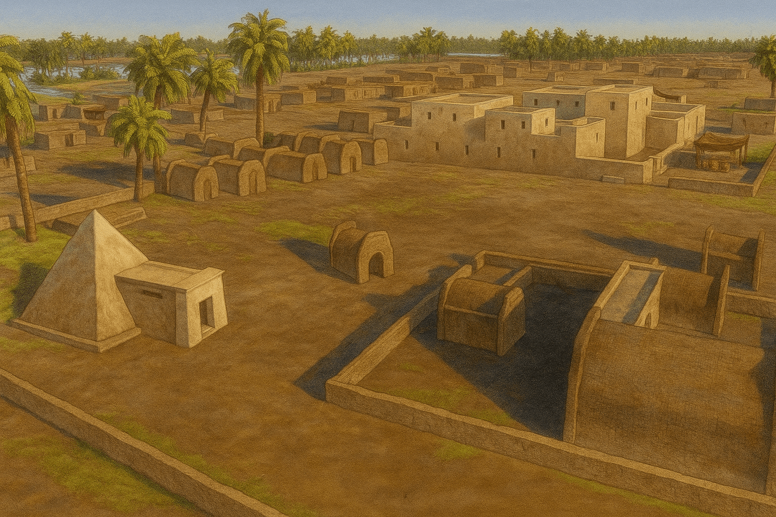 Palace of Joseph in Avaris Egypt with Pyramid